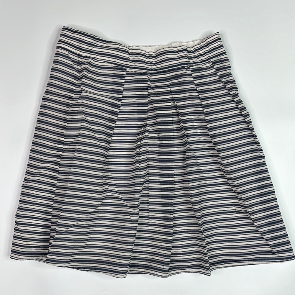 J.Crew Blue White Gray Striped Circle Skirt 10